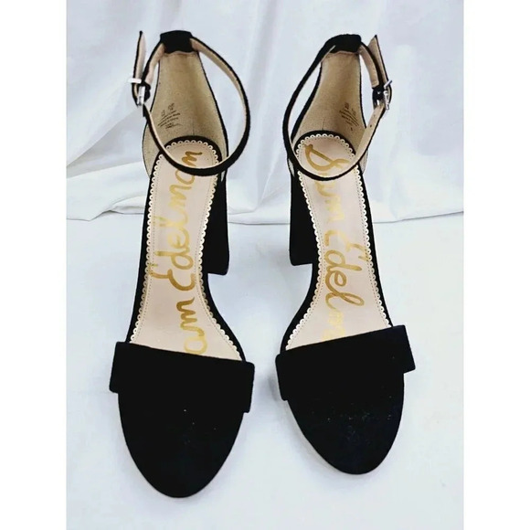 Sam Edelman Size 9M Women's "Yaro" Black Suede Open Toe Ankle Strap Block Heels - Picture 13 of 16